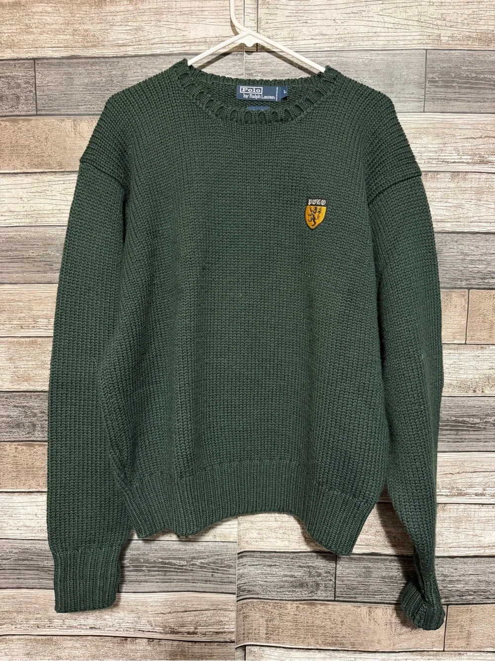 Vtg Polo Ralph Lauren 100% Wool Heavyweight Sweater Men’s L Green Pullover